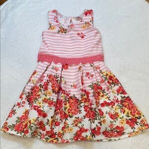 Beautees Striped Pink and Floral Dress